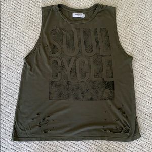 Olive green fashion-weathered SoulCycle tank